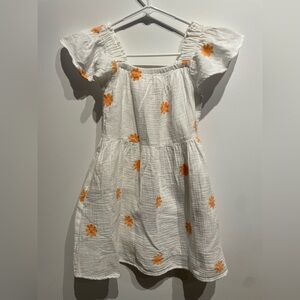 Cat & Jack White Dress with Orange Floral Design Dress Size M(8) New Without Tag